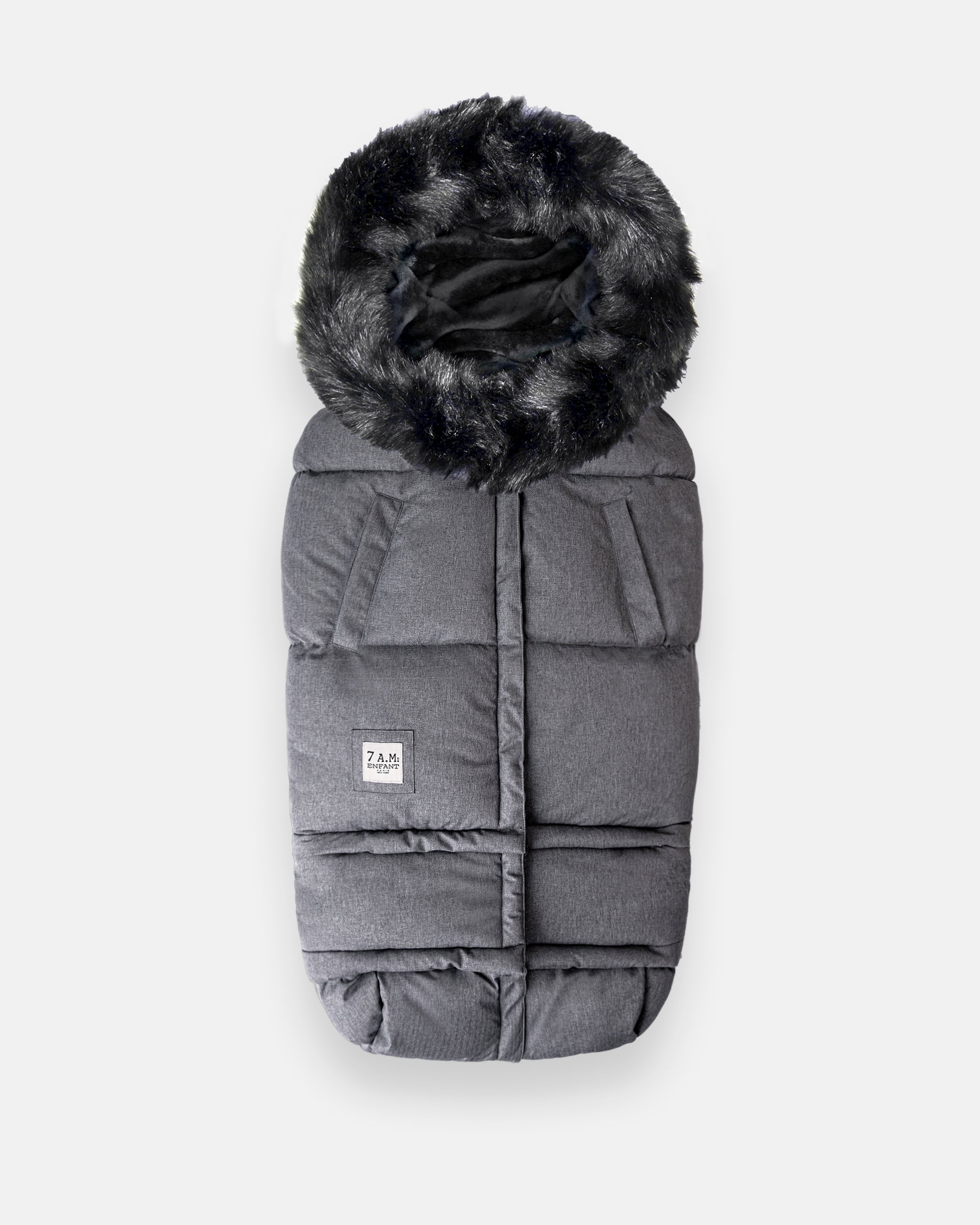 Heather Grey Dark - Black Faux Fur