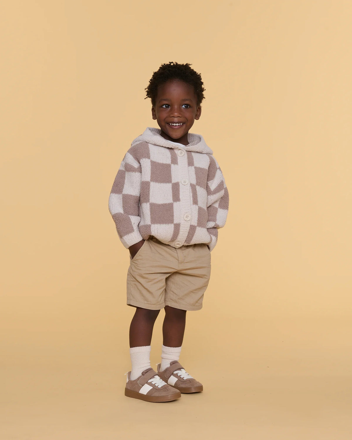Hooded Cardigan • Checkers Fuzzy