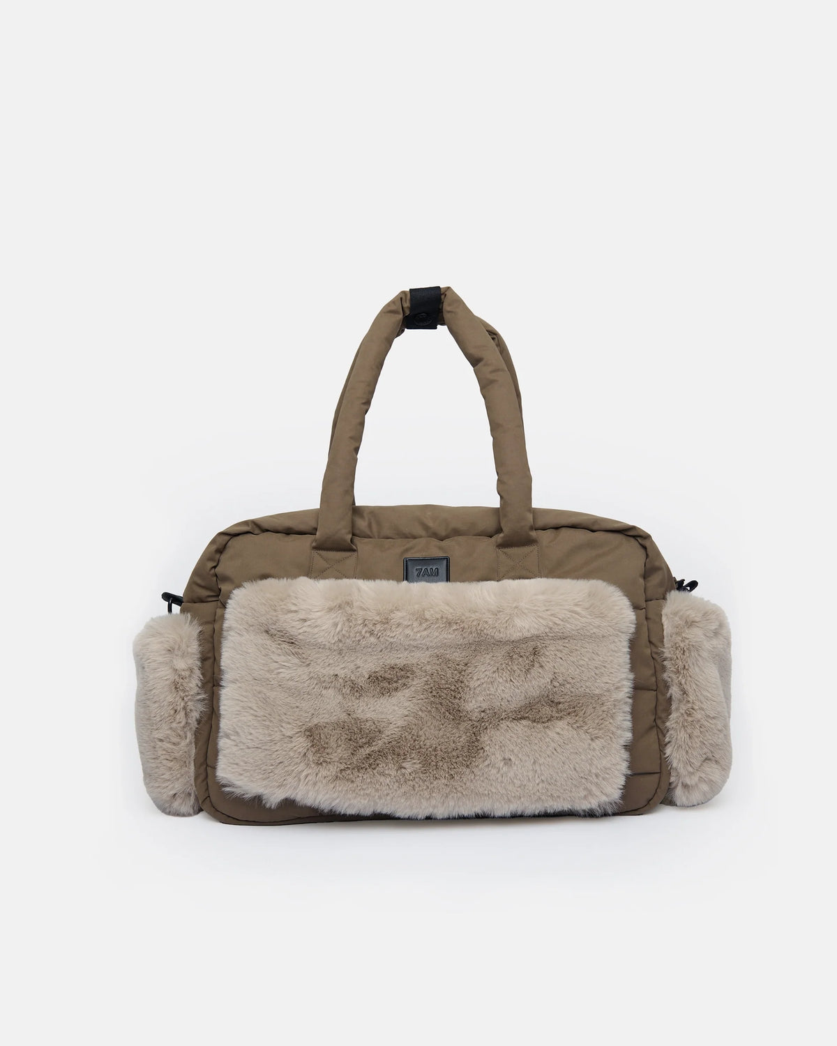 Moss Brown Appliqué Faux Fur//