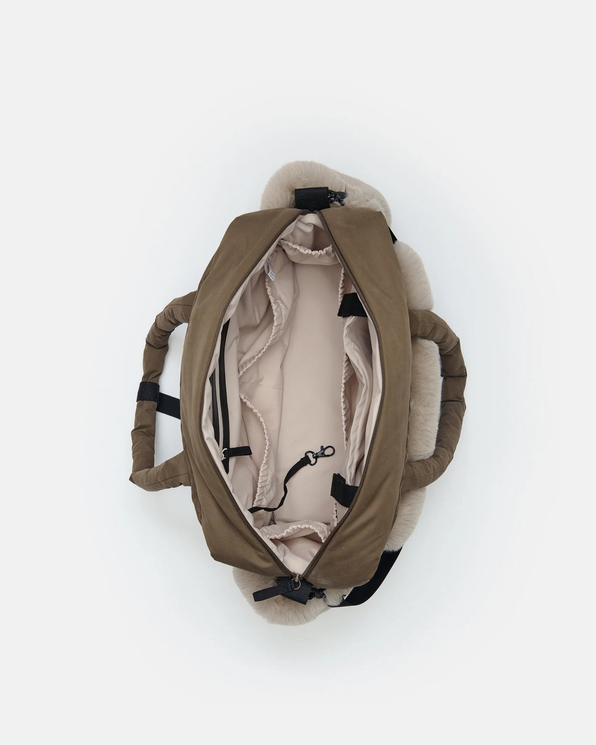 Moss Brown Appliqué Faux Fur//