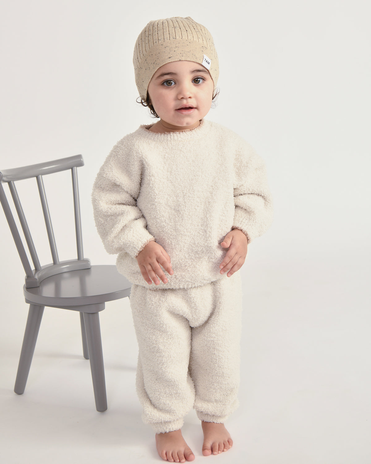 7AM Enfant Fuzzy Boxy Mock Neck Sweater - Ecru