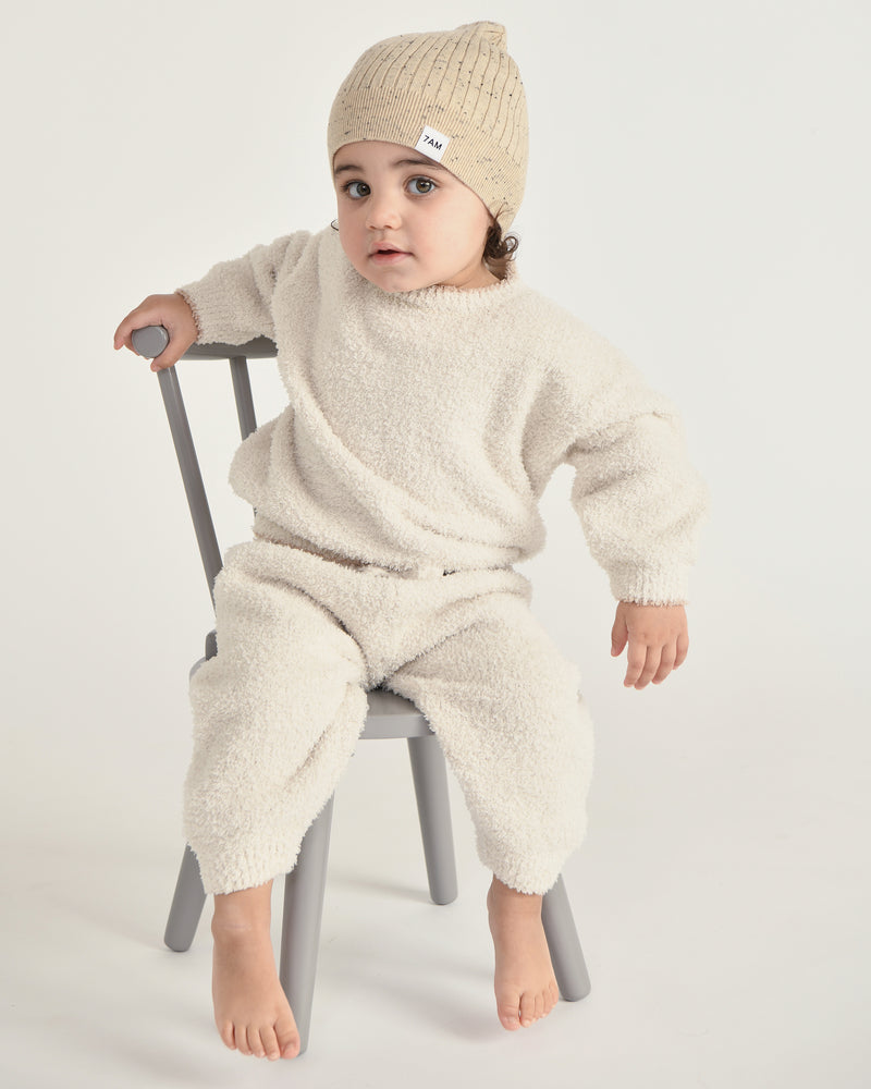7AM Enfant Fuzzy Boxy Cable Sweater - Pecan