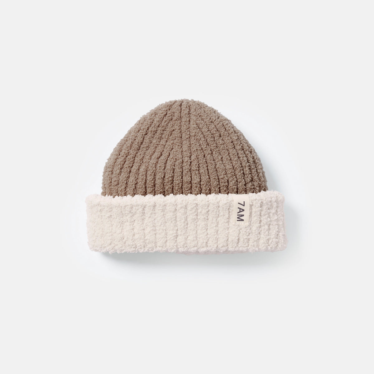 2-Tone Ribbed Beanie - Fuzzy